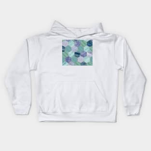 Gold trimmed seafoam hexagons Kids Hoodie